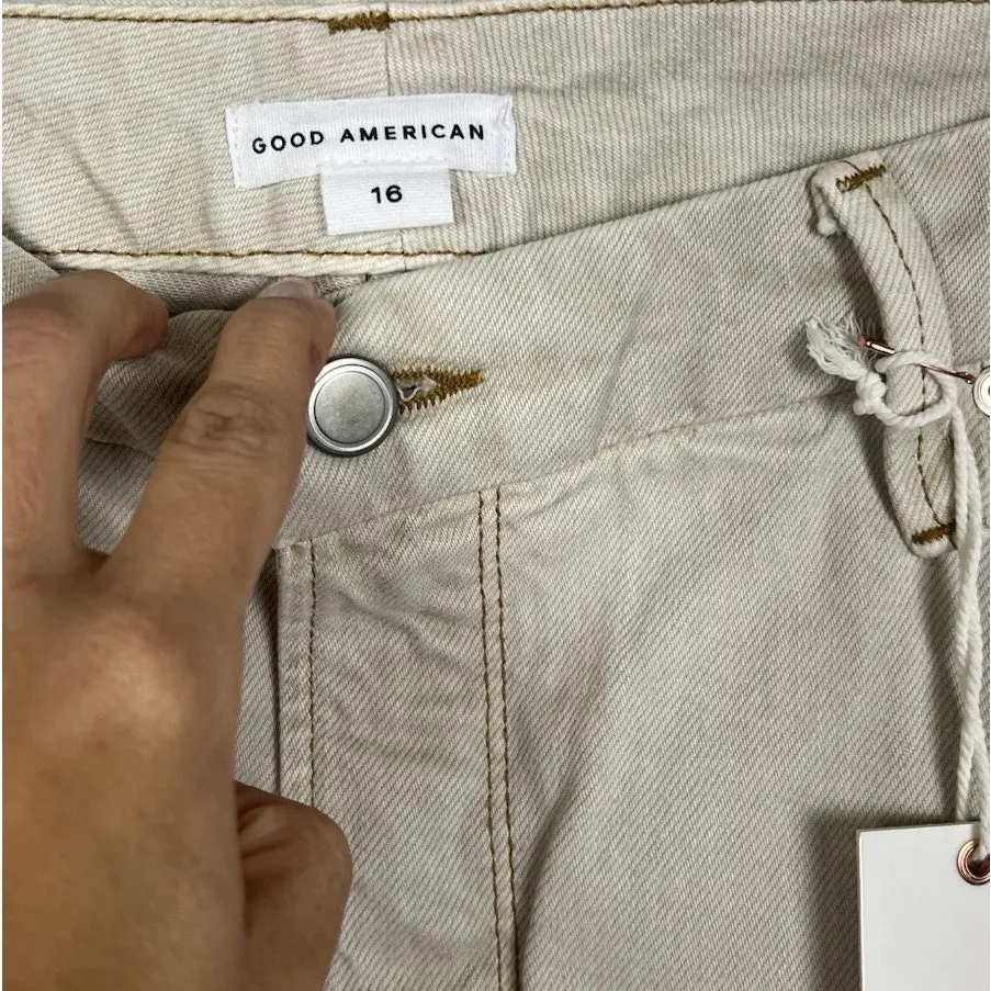 Good American Good 90s Icon High Rise Straight Leg Jeans Bone cream color  16 - Image 6