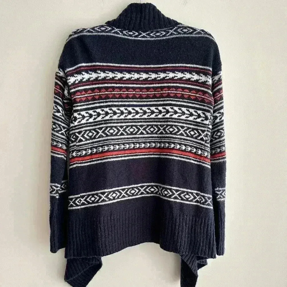 Romeo + Juliet Couture Nordic Print Sweater Cardigan, Navy Blue/White/Orange, M - Image 14