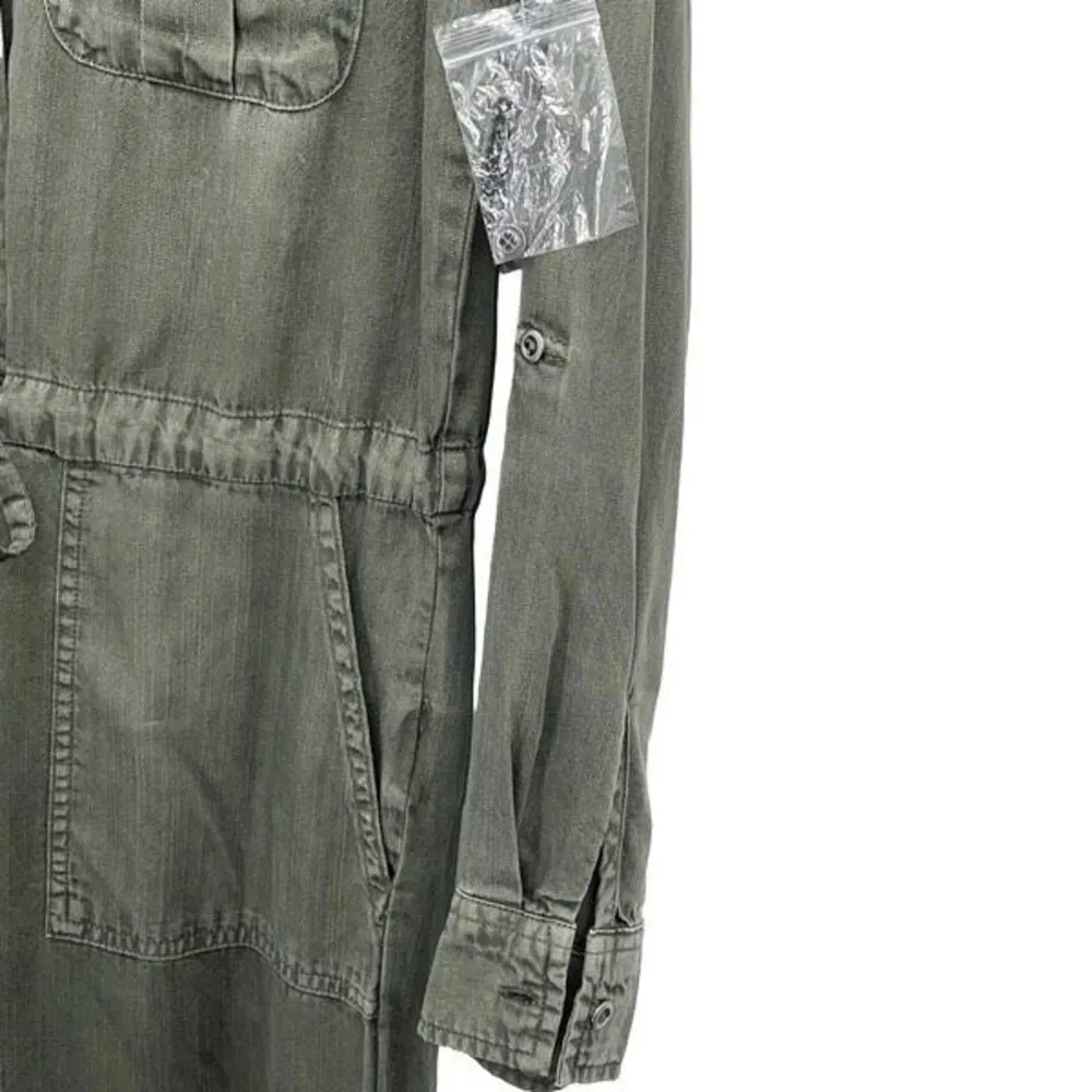Wash Lab Womens Cinched Waist Chambray Wake Me up Jumpsuit Army Green‎ XS NWT Green - Image 7