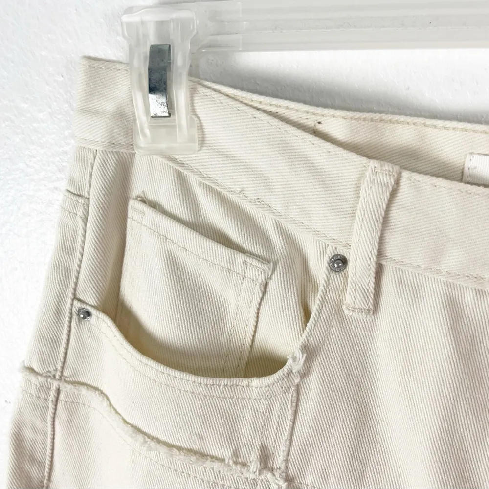 PACSUN Pacific Sunwear Fray Panel Details High Rise Cream Dad Jeans, Size 28 - Image 10