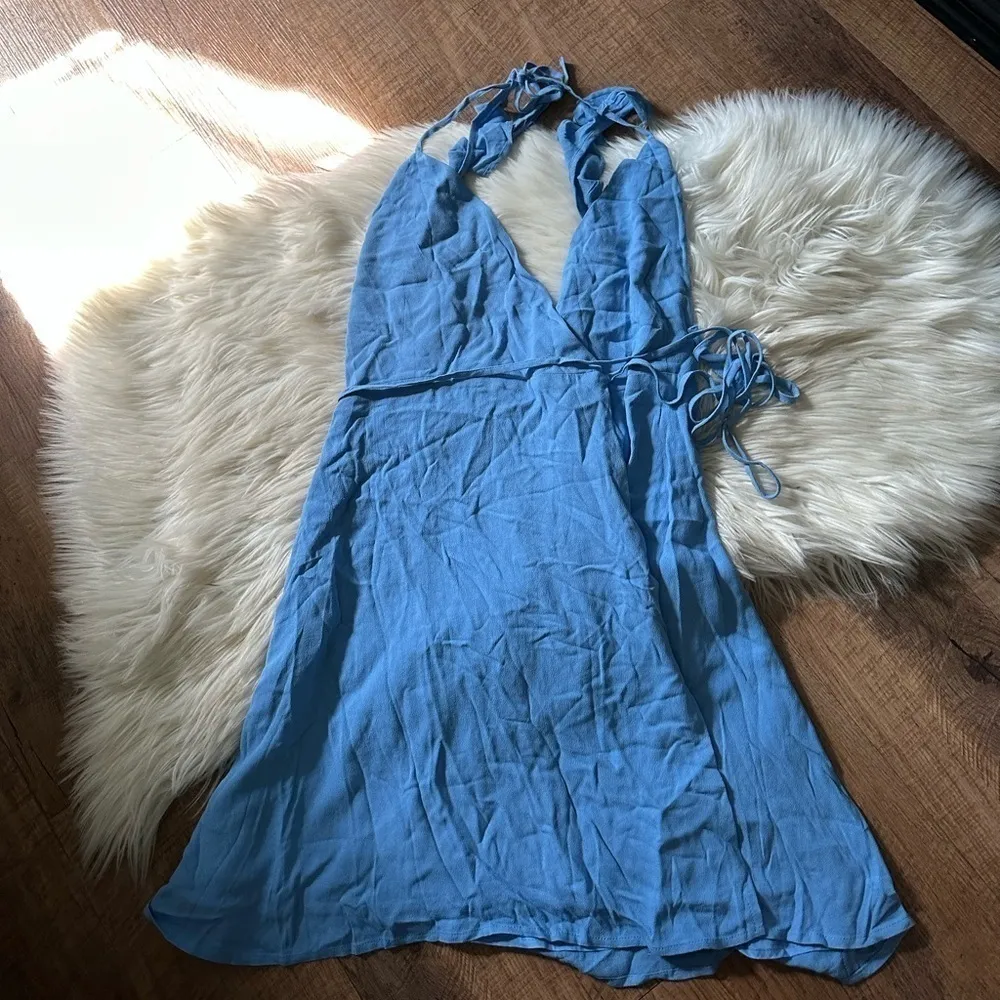 LULU’S Morning Glory Light Blue Wrap Dress - Image 3