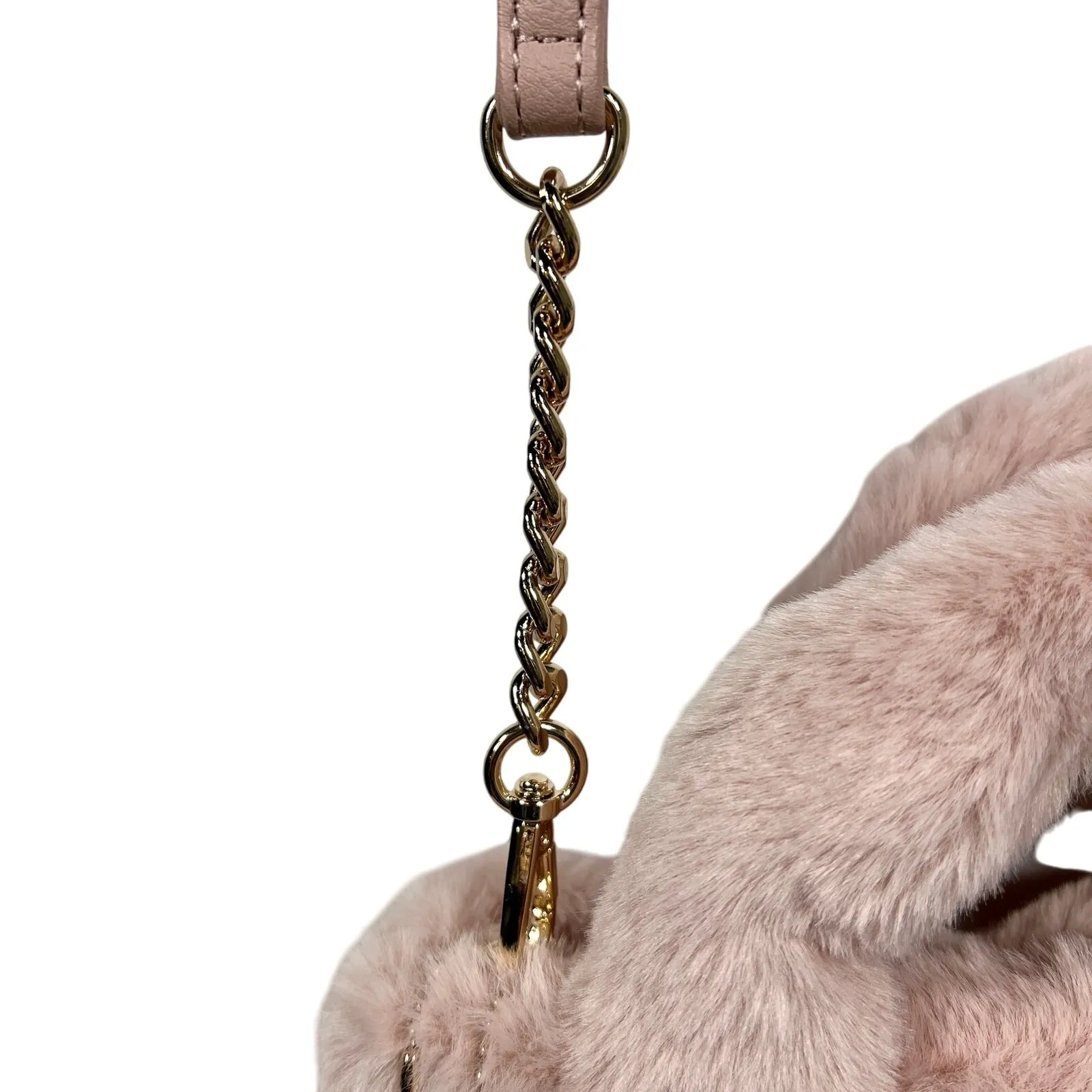 Juicy Couture Fluffy Mini Tote Bag Purse Handbag Blush Pink Bling Heart Spellout - Image 11