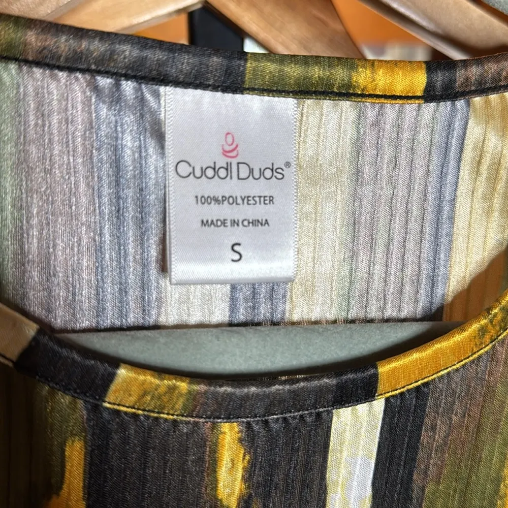 Cuddl Duds Women's Pullover Pleated Jersey Crew-Neck Top Olive Multi Size Small - Image 6