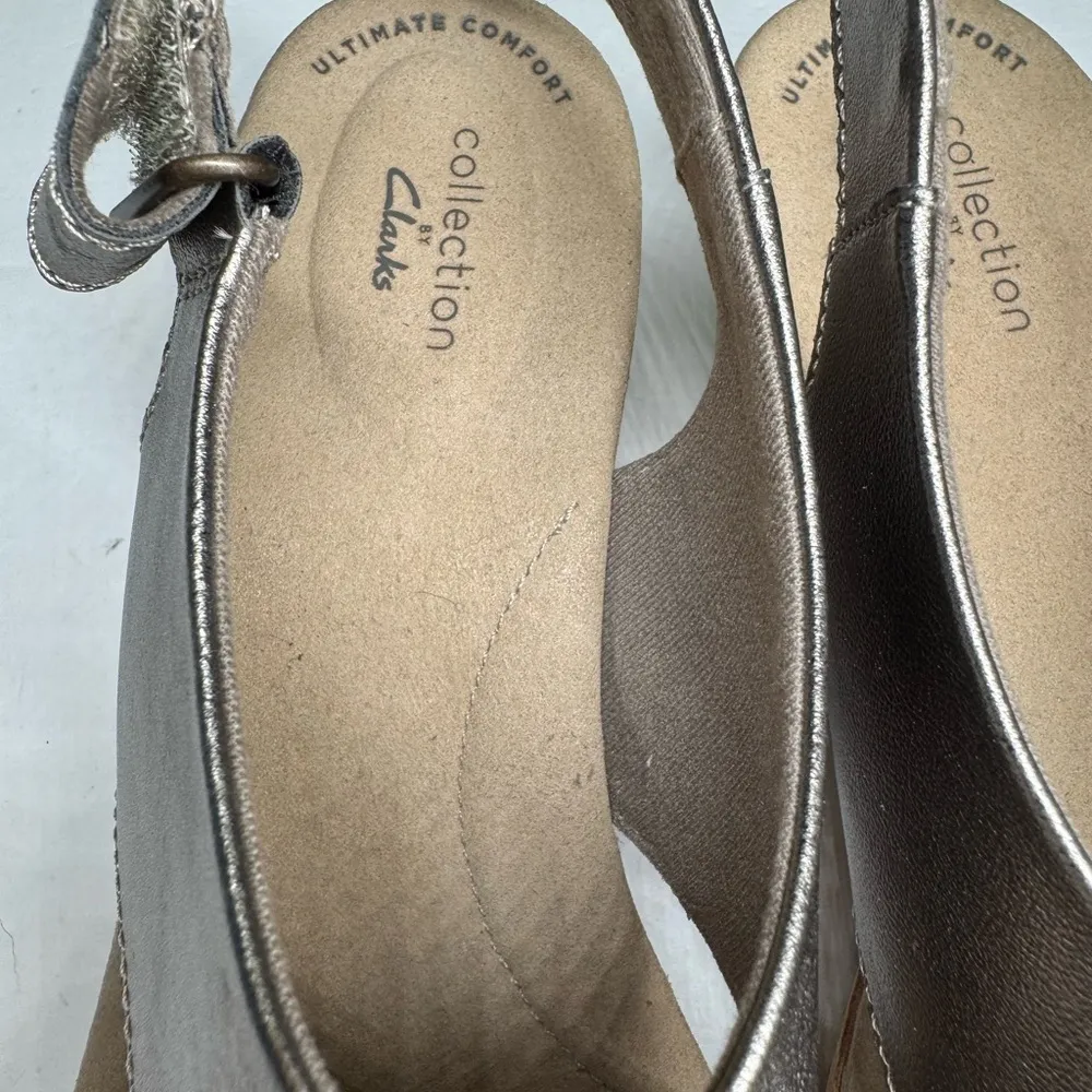 Clarks Women's Annadel Eirwyn Wide Width Wedge Heel cork gunmetal comfort 7.5 - Image 10