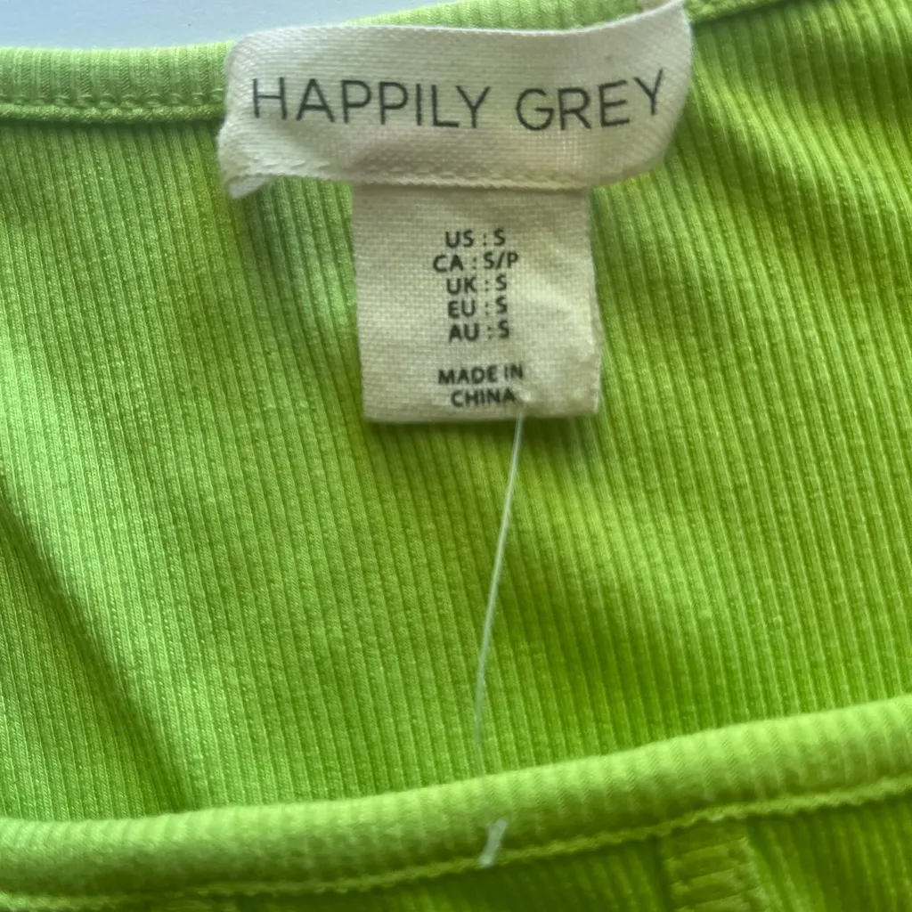 Happily Gray Lime Green Women's Corset Sleeveless top size small - Image 7