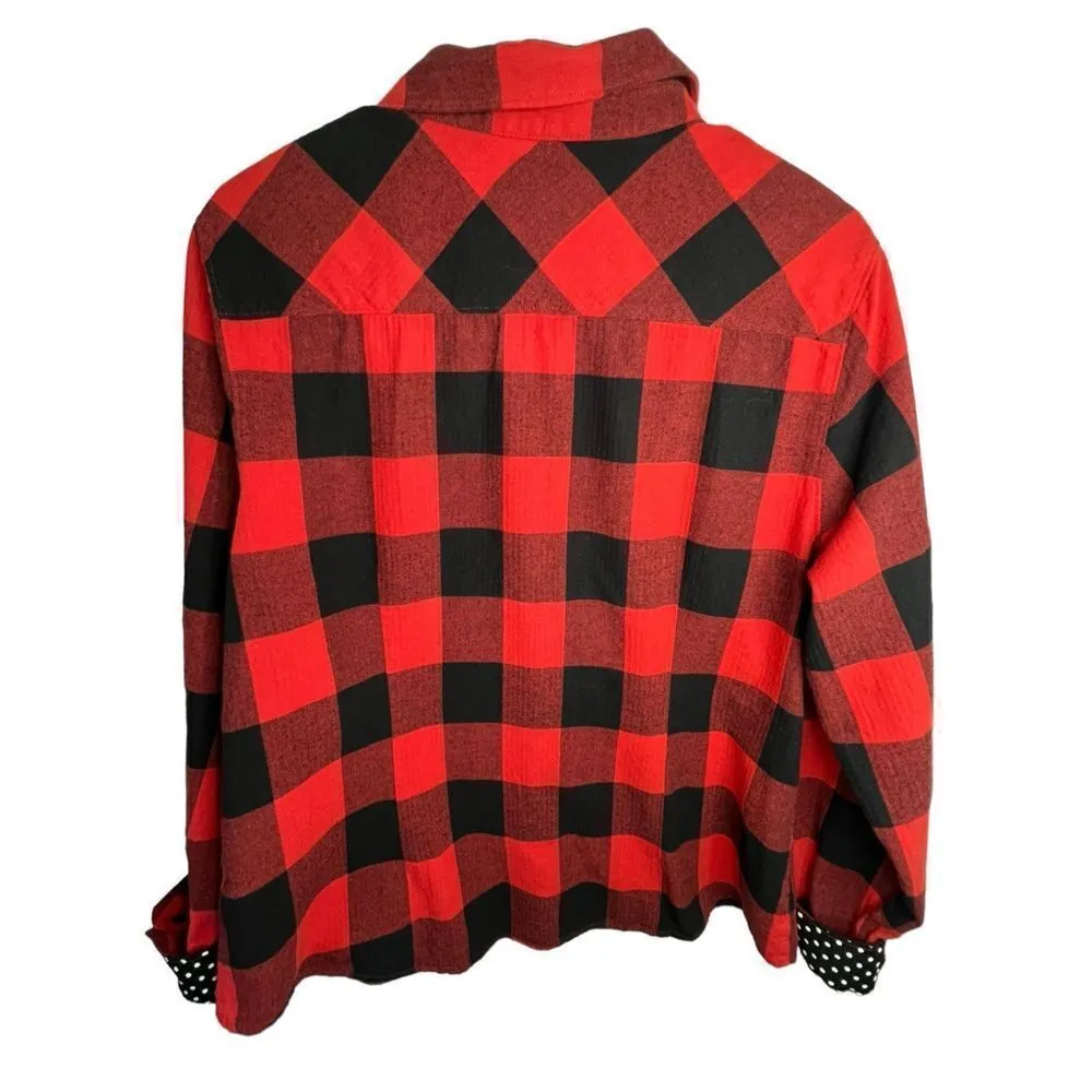Orvis Red and Black Long Sleeve Collared Button Up Flannel T-Shirt - Image 4