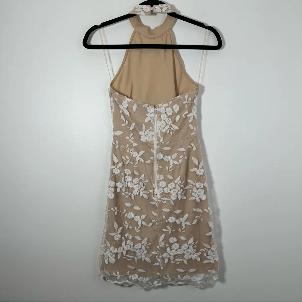Charlotte Russe Y2K Mesh Appliqué Halter Dress Fairycore Size XS - Image 2