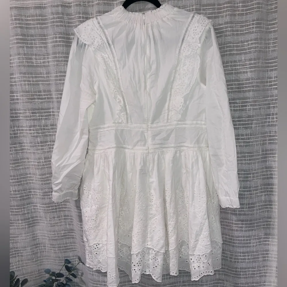 ALLSAINTS Aislyn Long Sleeve White Mini Dress w: Broiderie - Sz. 8 - Image 2