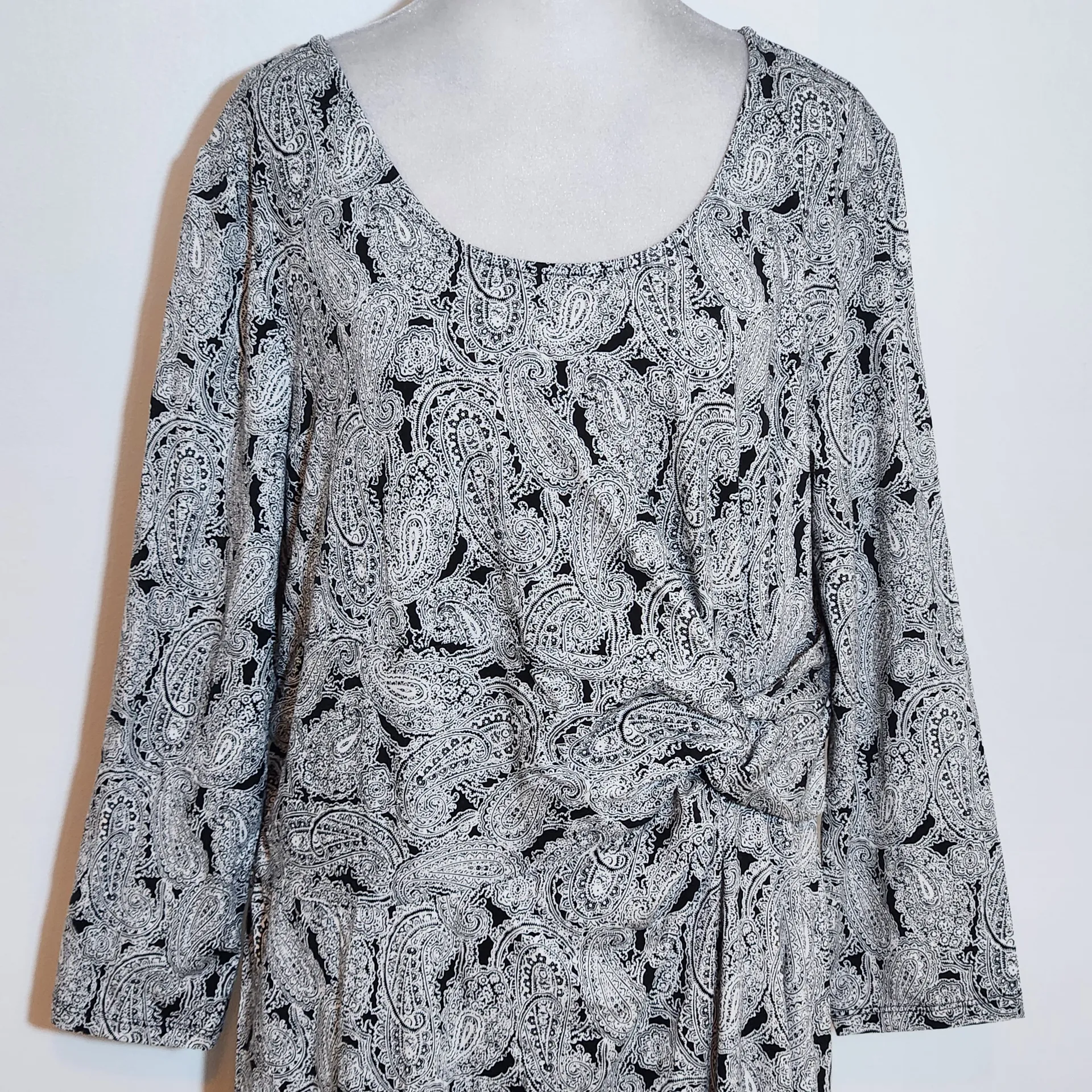 Lands' End Black Paisley Dress NWOT Sz Large Casual Wedding Guest Dress - Image 5