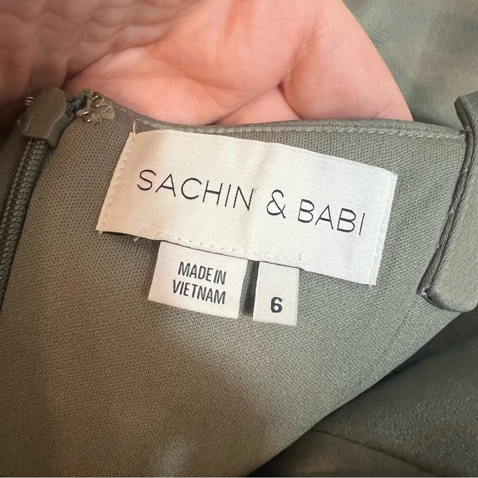 BHLDN Sachin + Babi Corset Style Satin Ruffle
Hem Dress Size 6 Green - Image 3