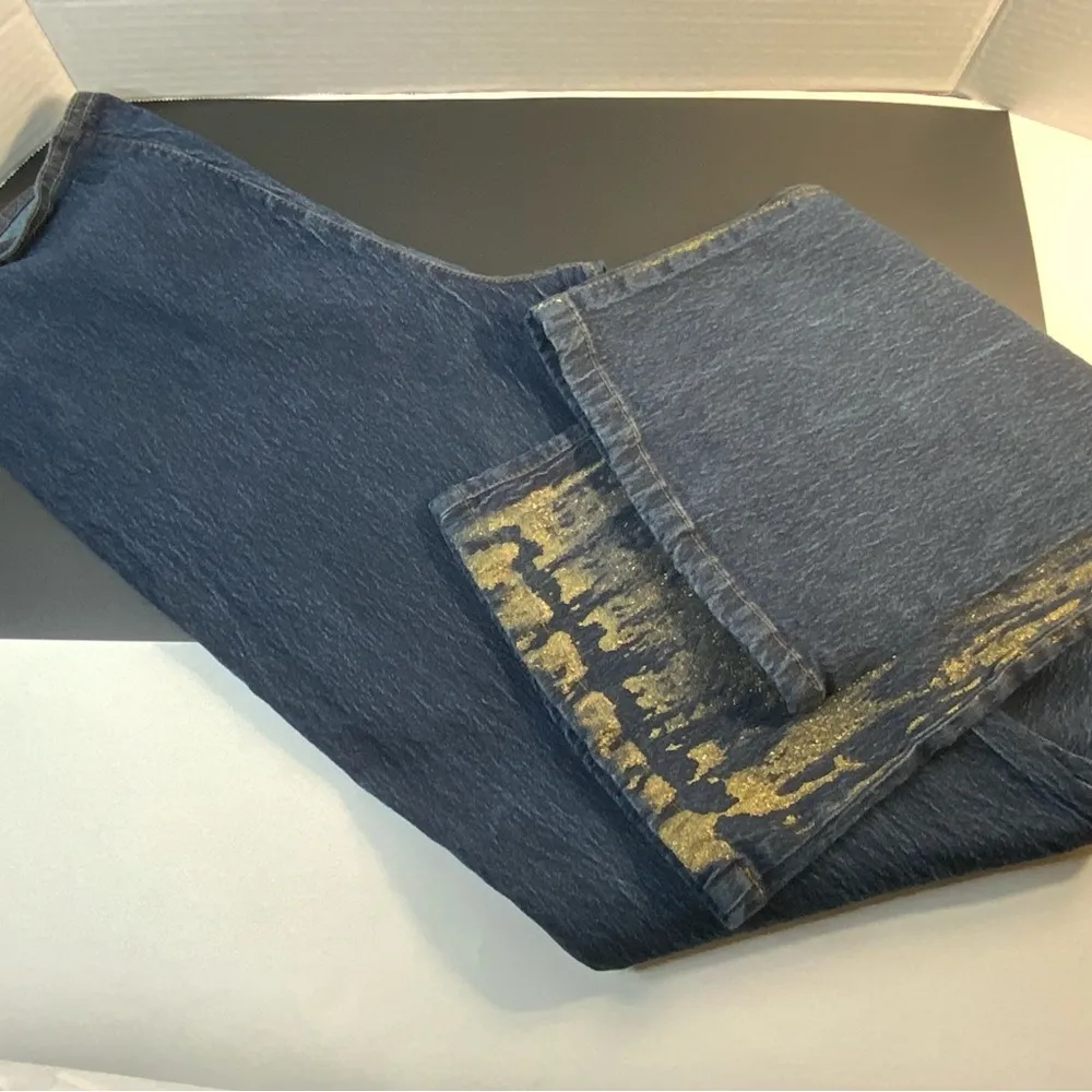 Vintage 00s Y2K Dark Wash Crazy World Jungle Mode jeans Flared Glitter 24” waist Blue Size undefined - Image 4