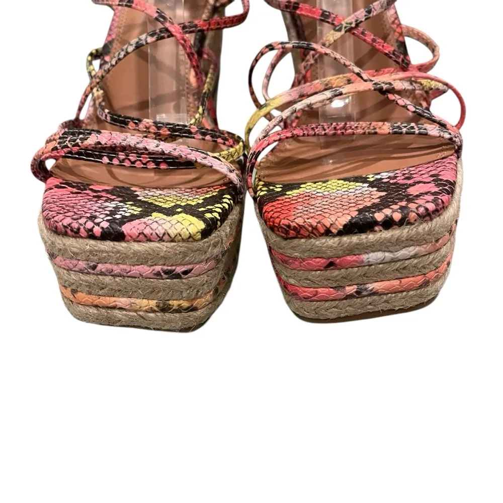 NWOT, ASOS DESIGN Thalia strappy tie leg wedges in multi snake, Sz 8 - Image 11