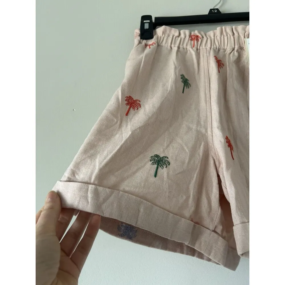 Elie Tahari Pink Tropical Linen Blend Shorts Sz Small Preppy Summer Vacation New - Image 3
