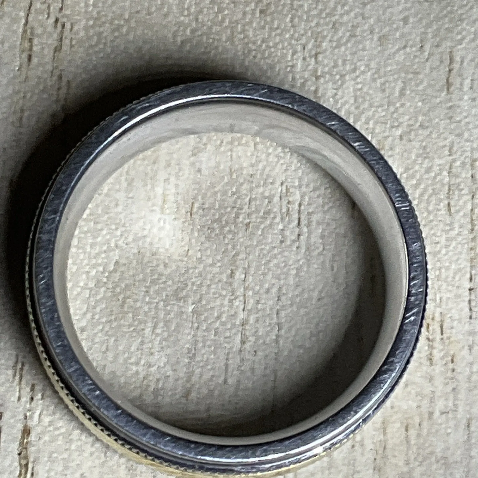 10K Yellow Gold Etched‎ Stainless Steel Comfort fit Wedding Band Ring 7mm 9.5 - Image 5