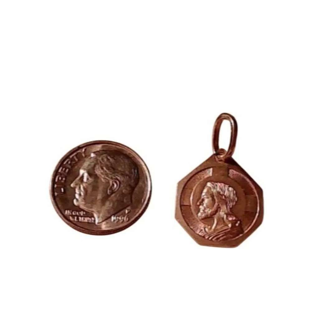 Jesus Pendant Charm 14K Yellow Gold Made in Italy YG Communion Christ Flat - Image 5