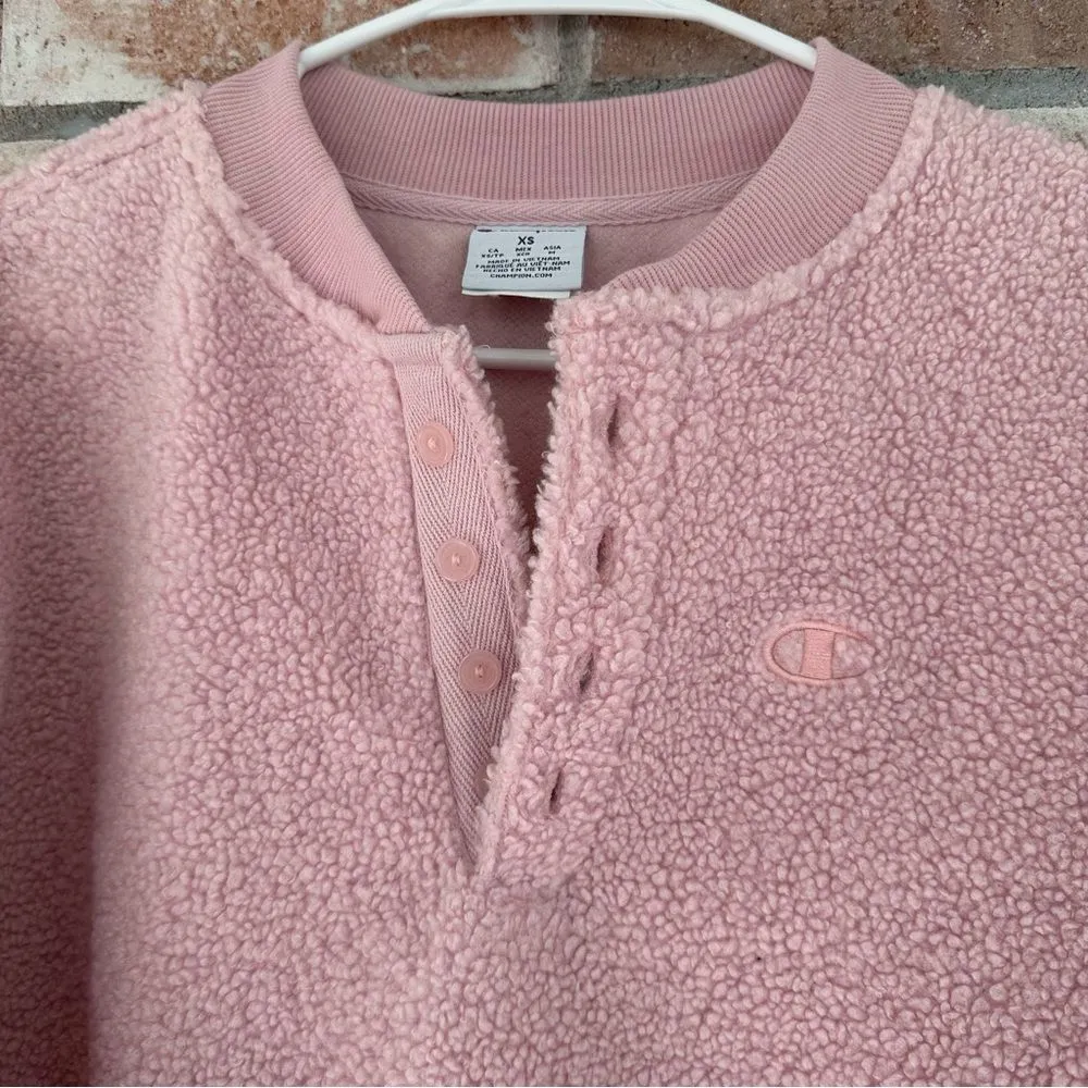 Champion x Urban Outfitters 2 Piece Teddy Fleece Sweatshirt Joggers XS Pink - Image 12
