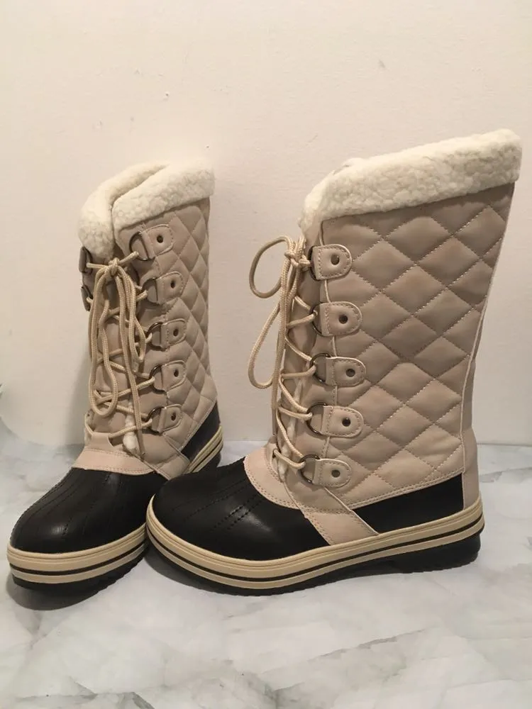 Quilted Duck Boots, Size 8 Tan - Image 2