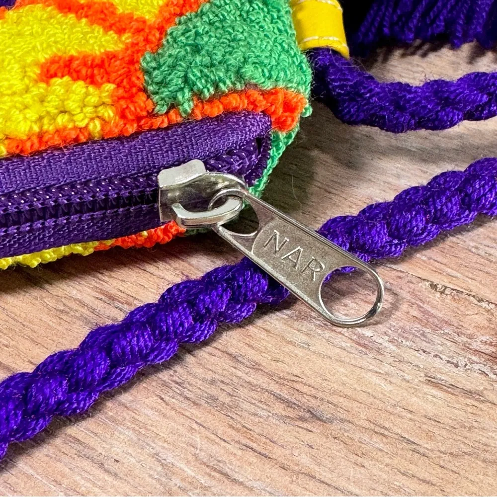 Colombian Wayuu Purple Butterfly Flowers Handmade Purse Bag & Coin Purse Artisan - Image 6