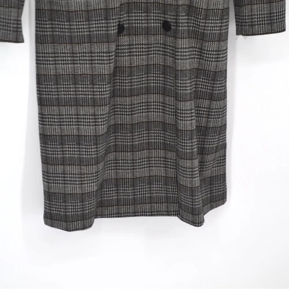 Michael Stars Plaid Ponte Crombie Long Jacket Double Breasted Grey Women's XS - Image 7