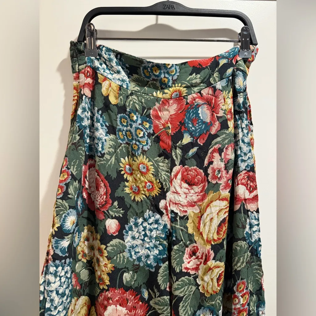Zara Multicolor Floral‎ Wide-Leg Pants Size M - Image 4