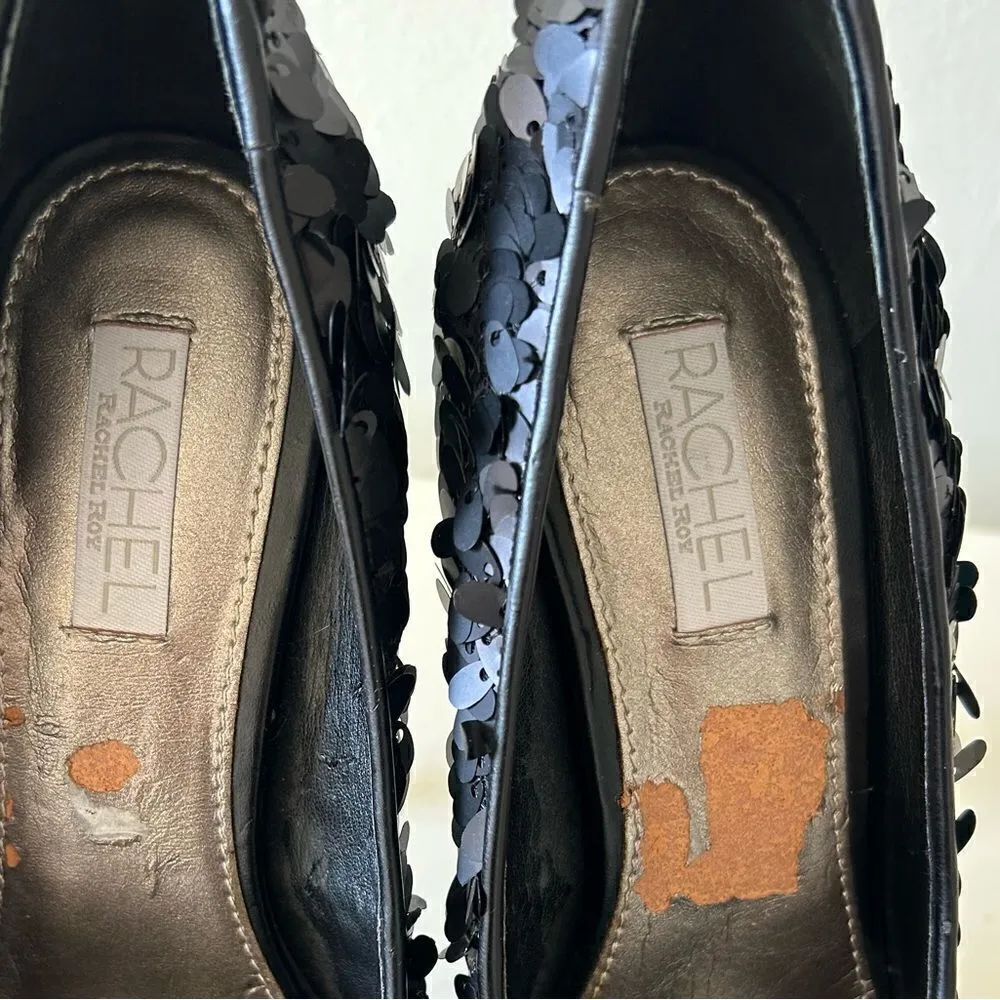 Rachel Rachel Roy Black Keedan Sequin Platform Heels Shoes Size 6 - Image 12