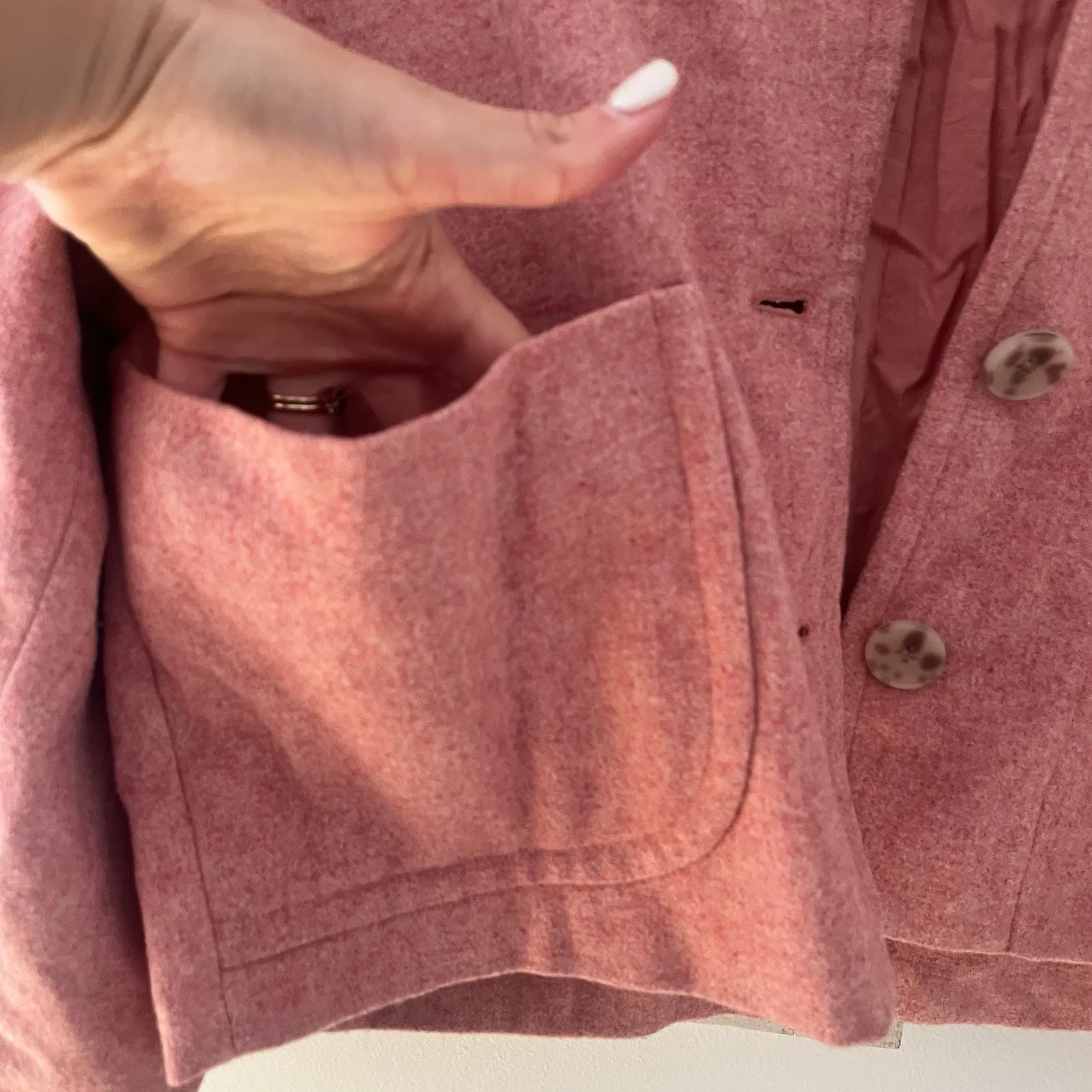 Joie  Delia Oversized Button-Down Jacket Pink Wool Blend with Button Closure S - Image 4