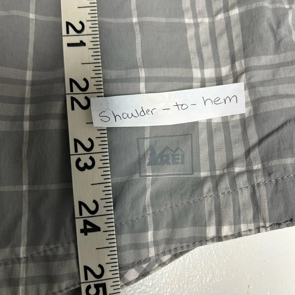 REI Gray Plaid Women's Button Down Hiking Shirt Size L - Image 6