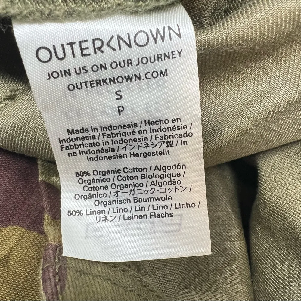 Outerknown S.E.A. Jumpsuit Long Sleeve Java Camo Sz Small Linen Cotton Blend NWT Green - Image 8