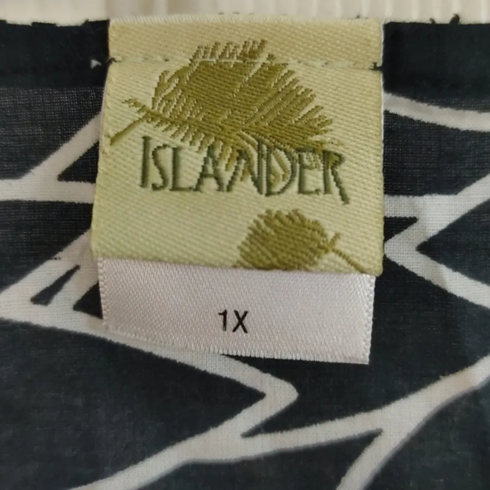 Islander Black White Floral Print Kimono Casual Beach Cover Up Size 1X EUC #4662 - Image 5