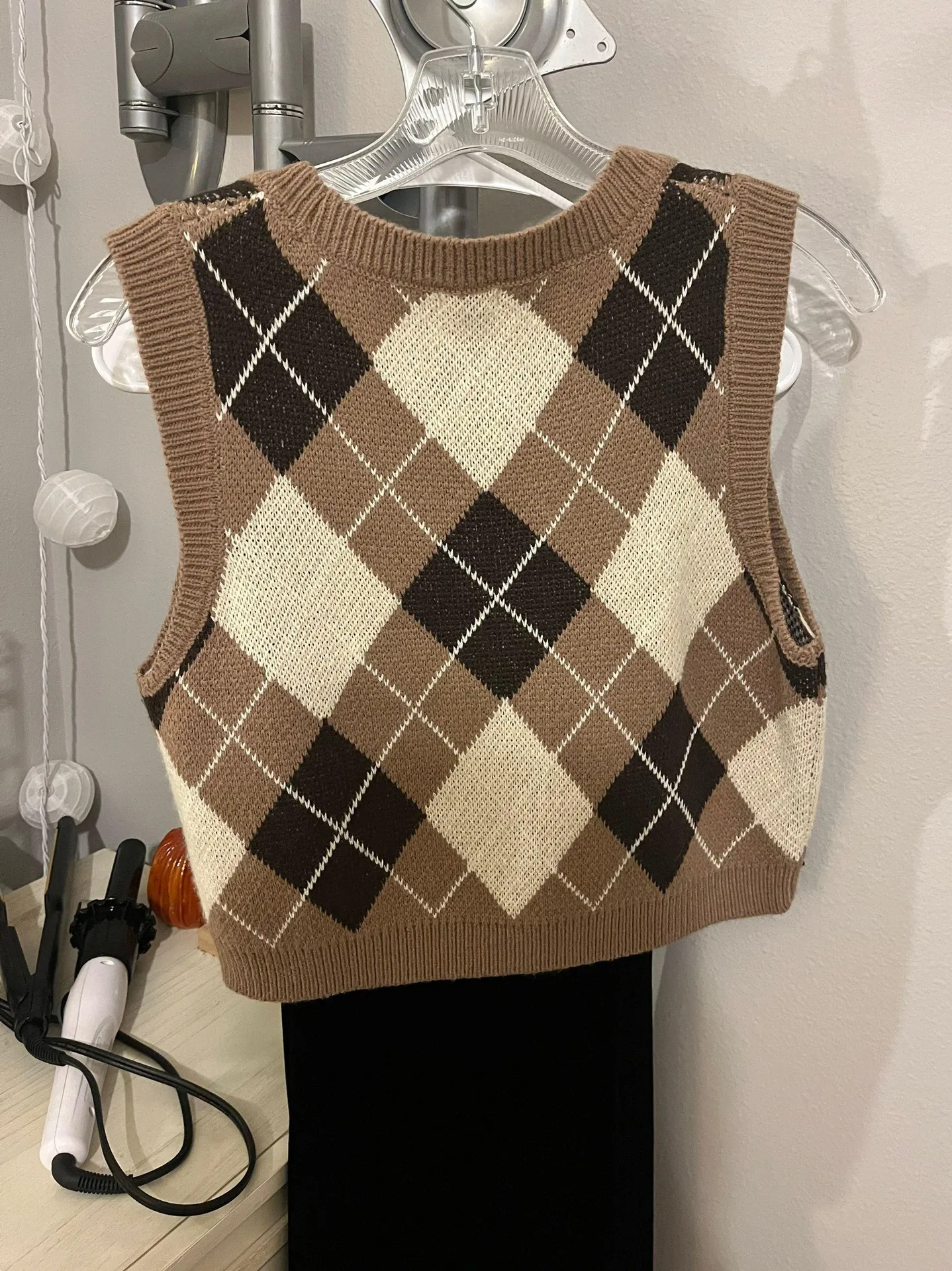Garage Argyle  Cropped Sweater Vest Tank - Image 2