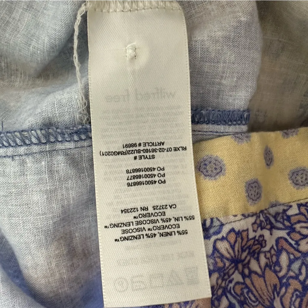 Aritzia Wilfred Free Linen Blend Floral Paisley Short Sleeve Button Down Size M - Image 4