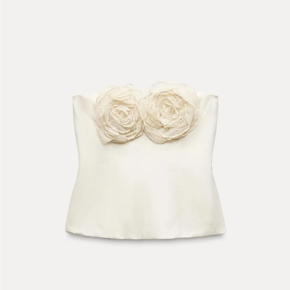 Elegant Cream Floral Bustier Top - Image 6
