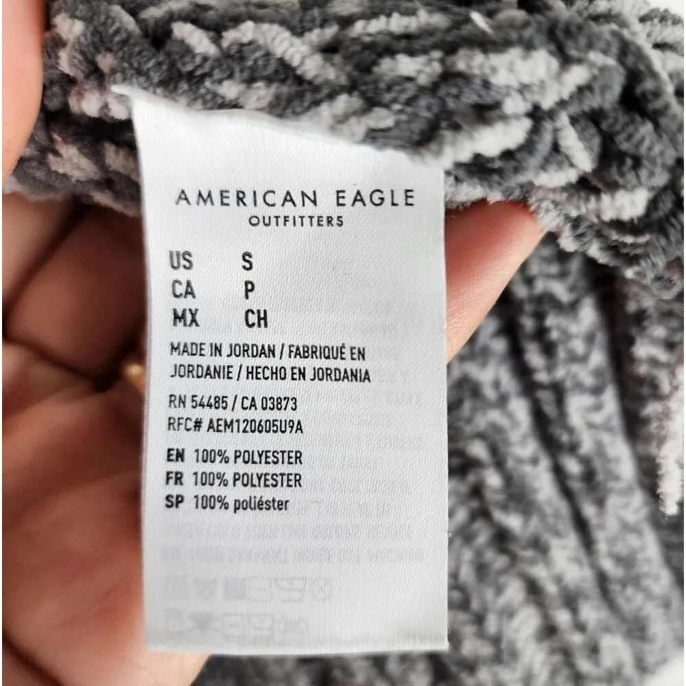 American Eagle Crop Boxy Sweater Chunky Knit Pullover Loose Fit Oversized S - Image 12