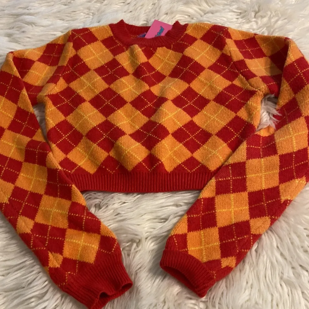 Edikted Red and Orange Argyle Sweater-so soft cropped length 14” bust 28” - Image 9