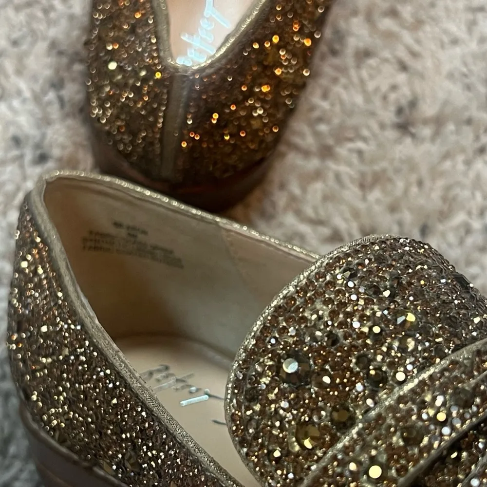NEW Betsey Johnson Aron Gold Rhinestone Bedazzled Loafers Block Heel Slip On 6 - Image 5
