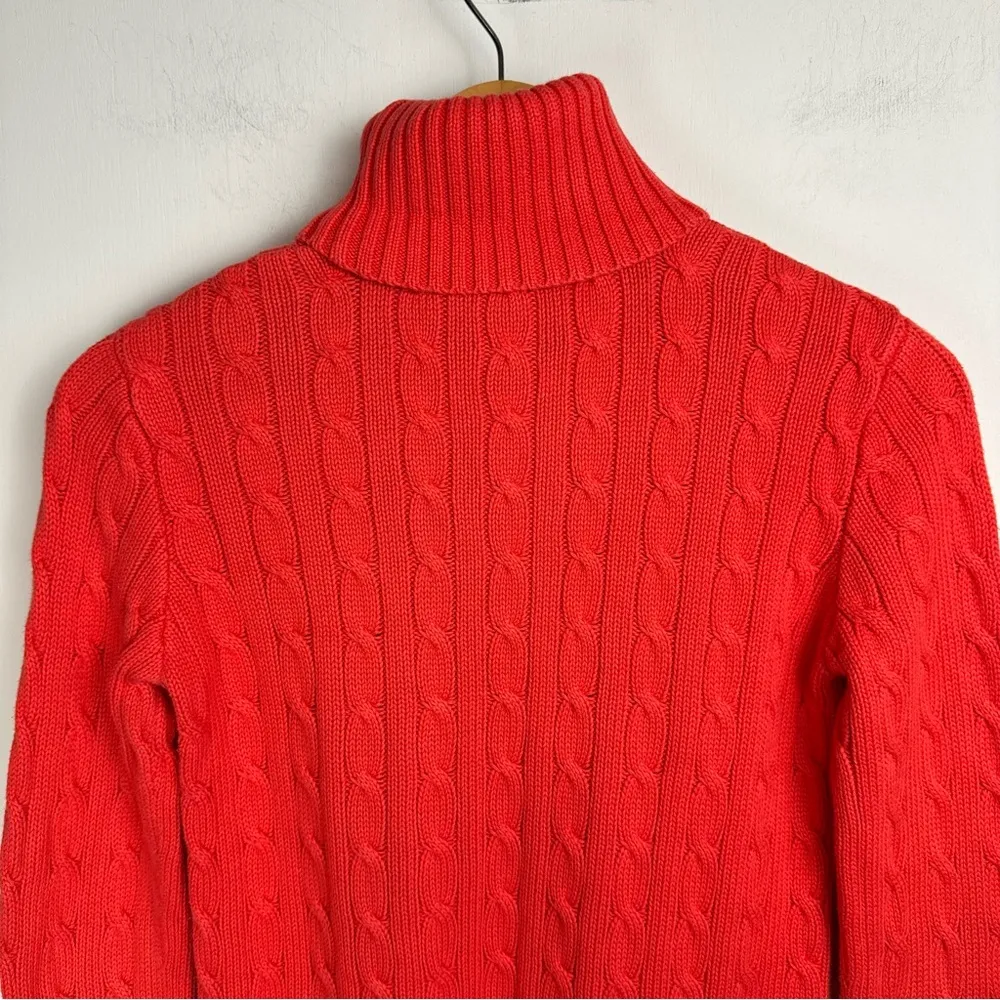 Ralph Lauren Sport Womens Cable Knit Sweater Sz Small Coral Orange Cotton - Image 10
