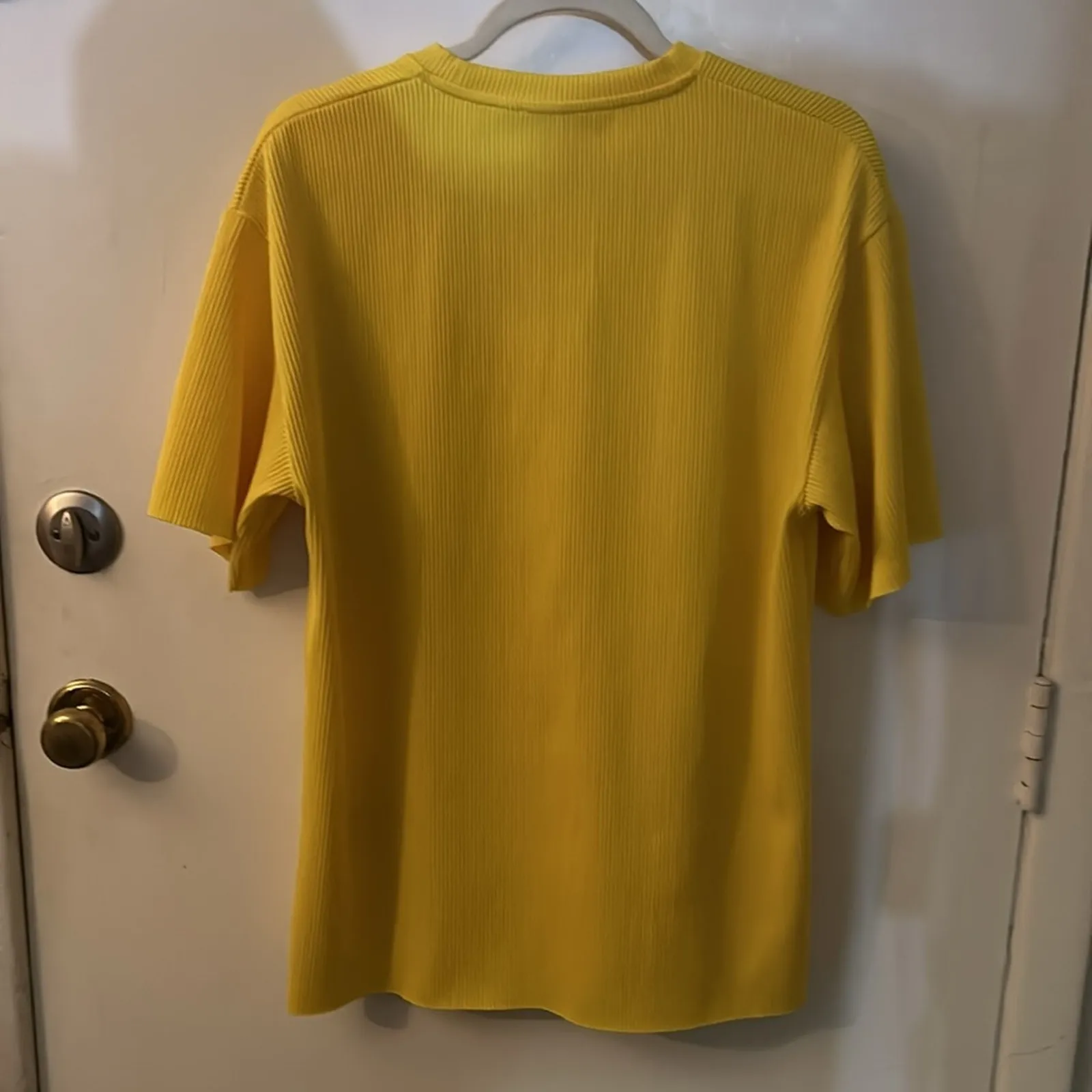ZARA Yellow Ribbed Crewneck Top Short Sleeve S Dopamine Casual Festival Hippie - Image 6