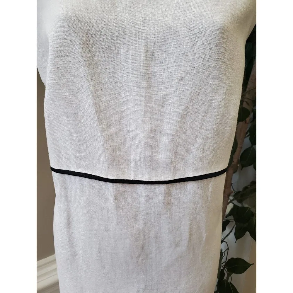 Maggie Women's White 100% Linen Round Neck Sleeveless Long Maxi Dress Size 1X - Image 3