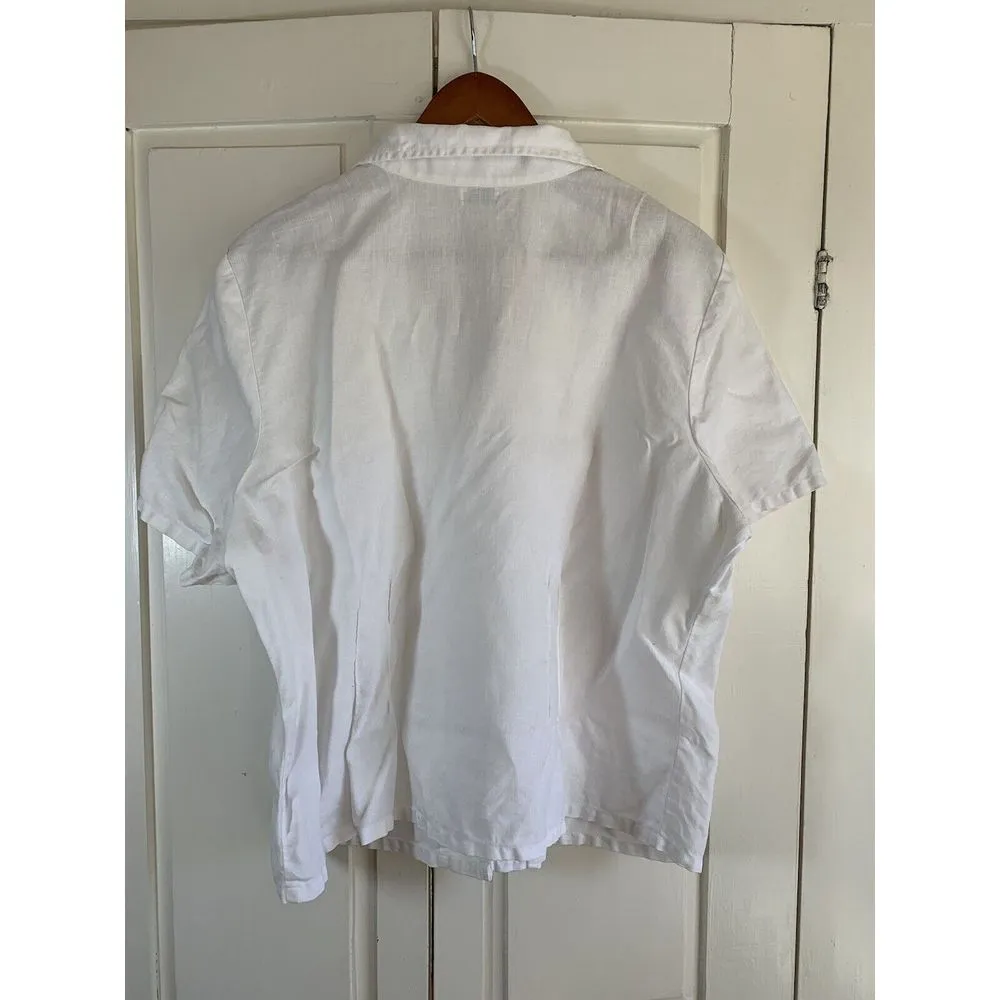 Heaven Blouse Women's Linen Top XL Short Sleeve White Button‎ Minimalist Capsule - Image 4