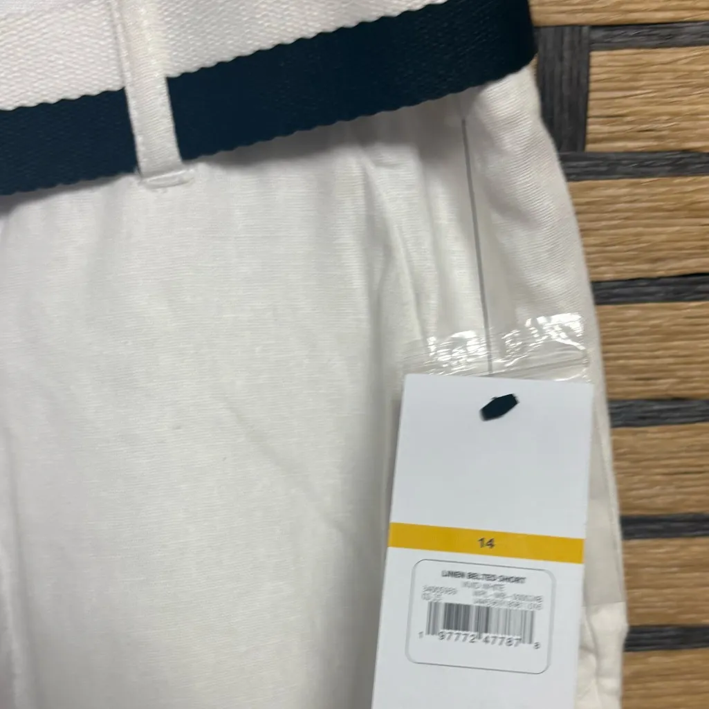 Sofia Vergera White Blend Linen Blend Shorts Size 14 - Image 4