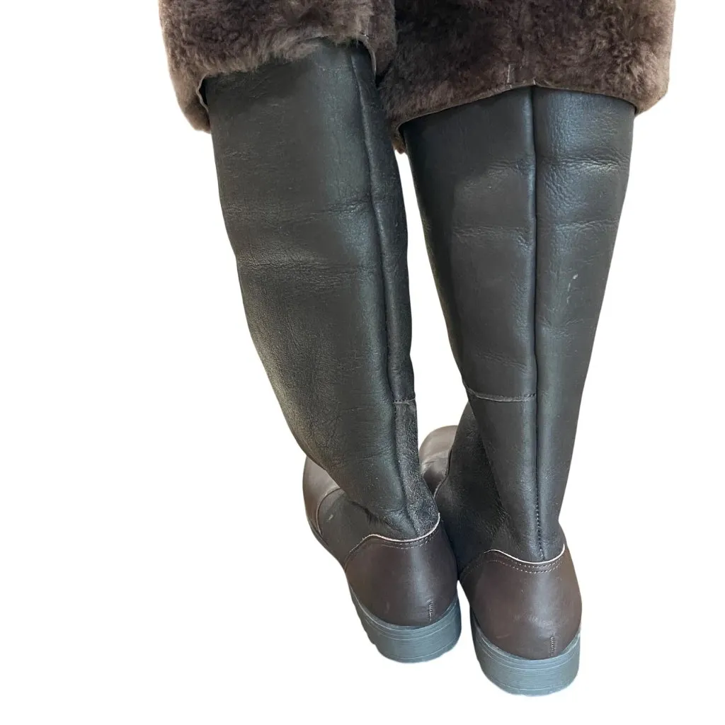 Kelsi Dagger Glenda Boots Women's Size 6.5M‎ Dark Brown Leather Fur Lined Tall - Image 2