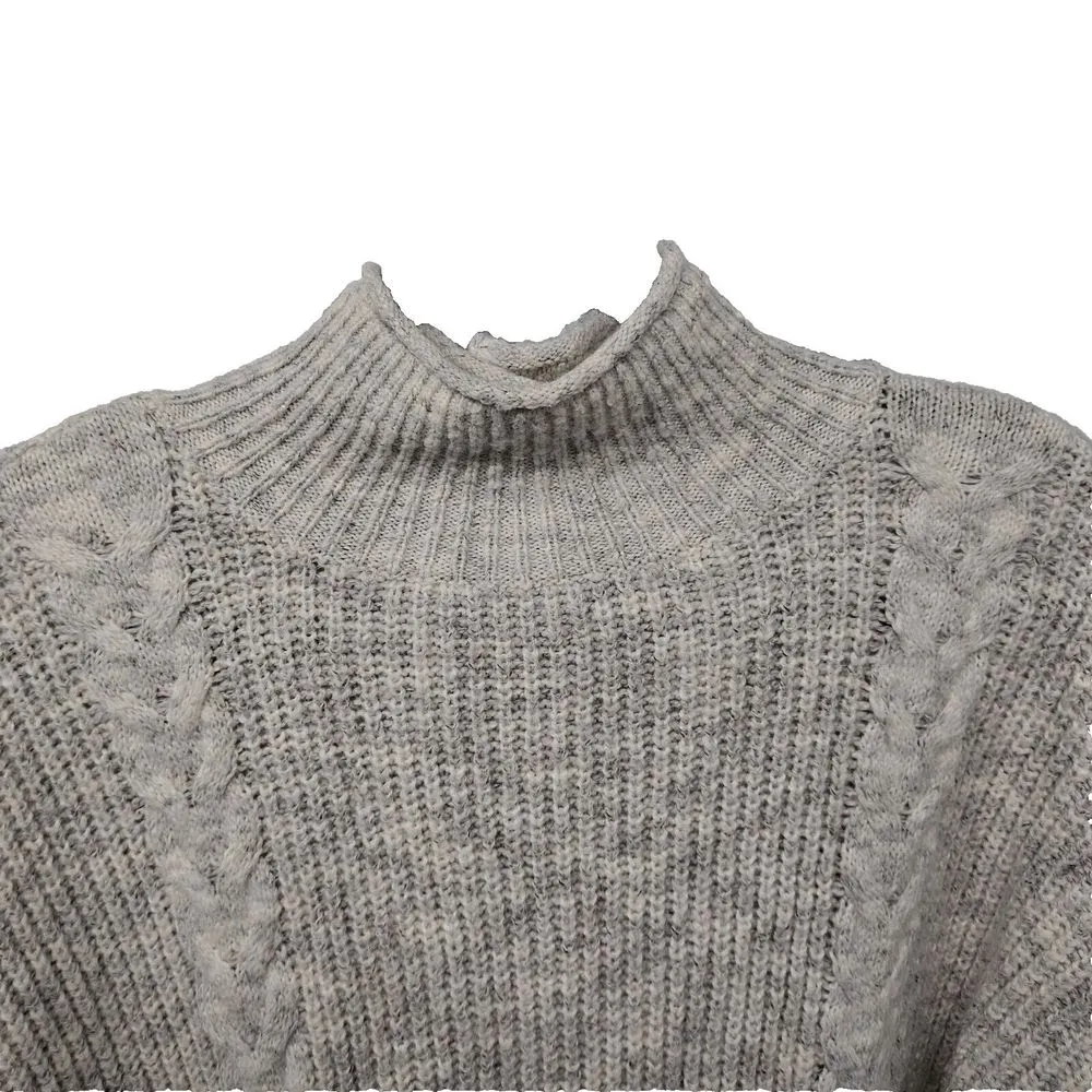 Abercrombie & Fitch Cable Knit Mock Neck Sweater Button Back Pullover Size M - Image 7