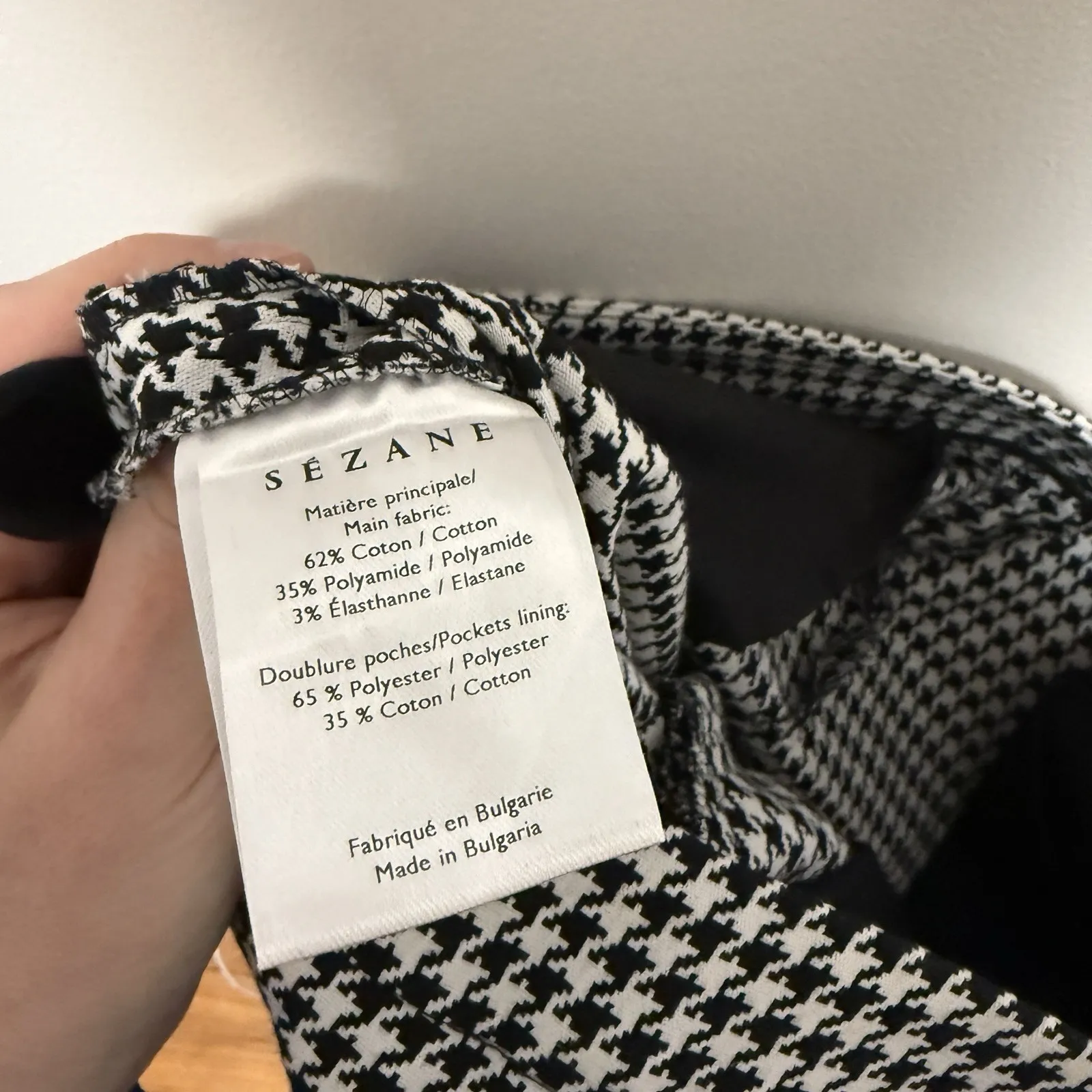 Sezane Clara Black White Herringbone Slim Trouser Pant Size 32 Euro - Image 6