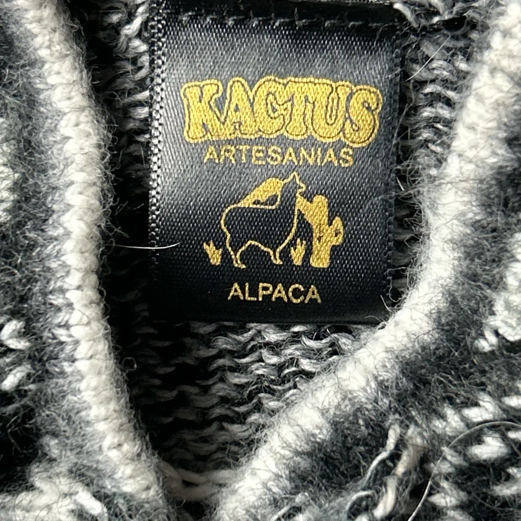 Kactus Artesanias Alpaca Wool Hooded Sweater – Handmade in Peru – Fits S/M Gray Size undefined - Image 5