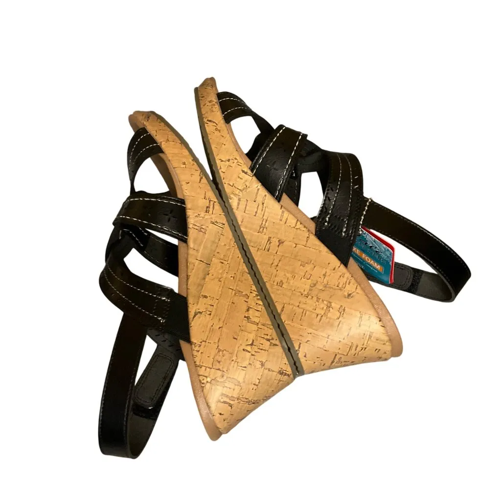 Skechers Cali Womens 8.5 Wide Fit Black Sandal With Luxe Foam  Wedge comfort - Image 7