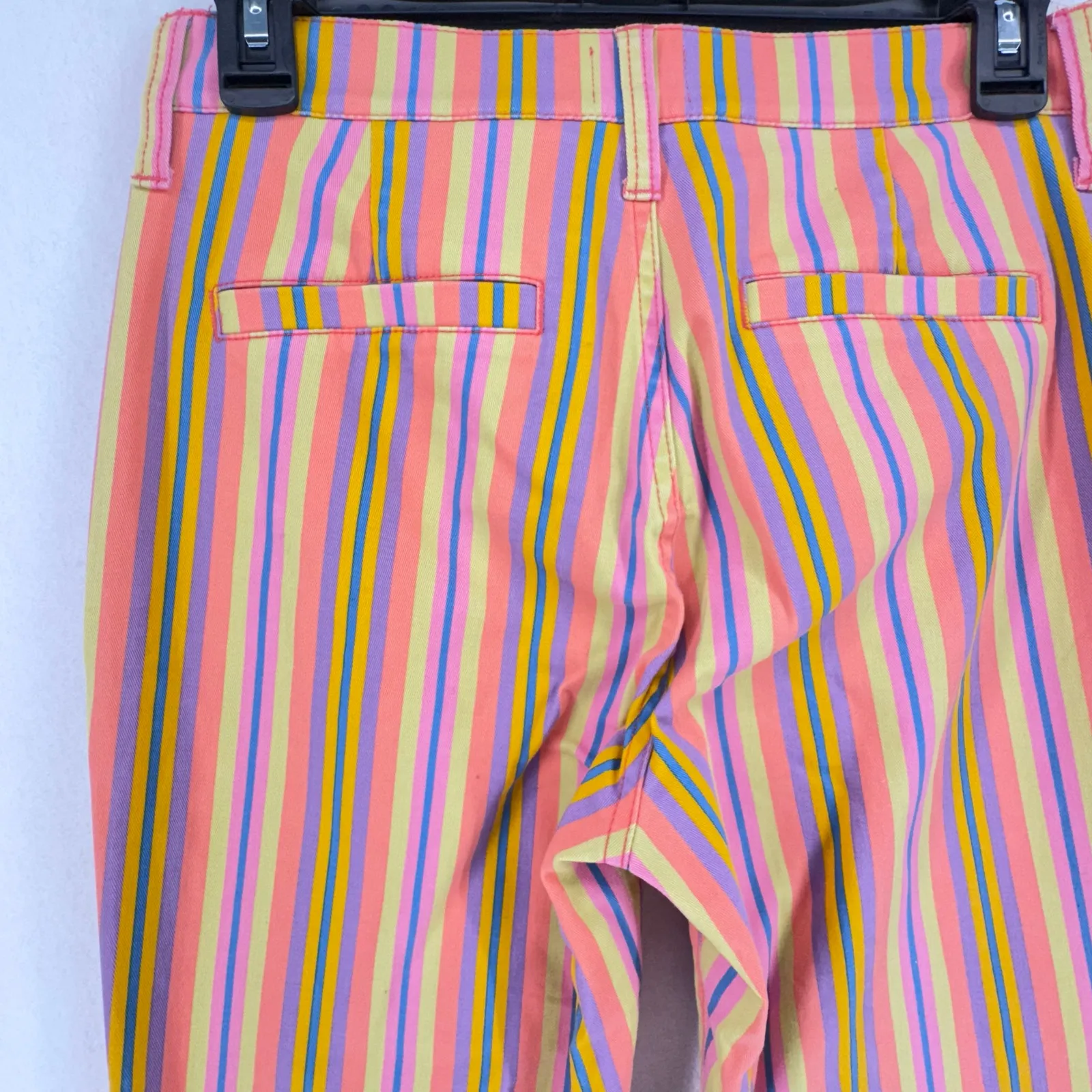 J.Crew Women’s Striped Flare Pants Size 25 Multicolor Pink Yellow Summer Preppy Purple - Image 3