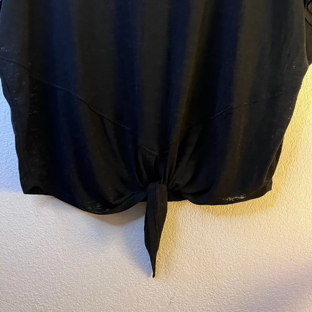 lululemon In Sequence Short Sleeve Black Burnout Tie Front Tee - Image 4