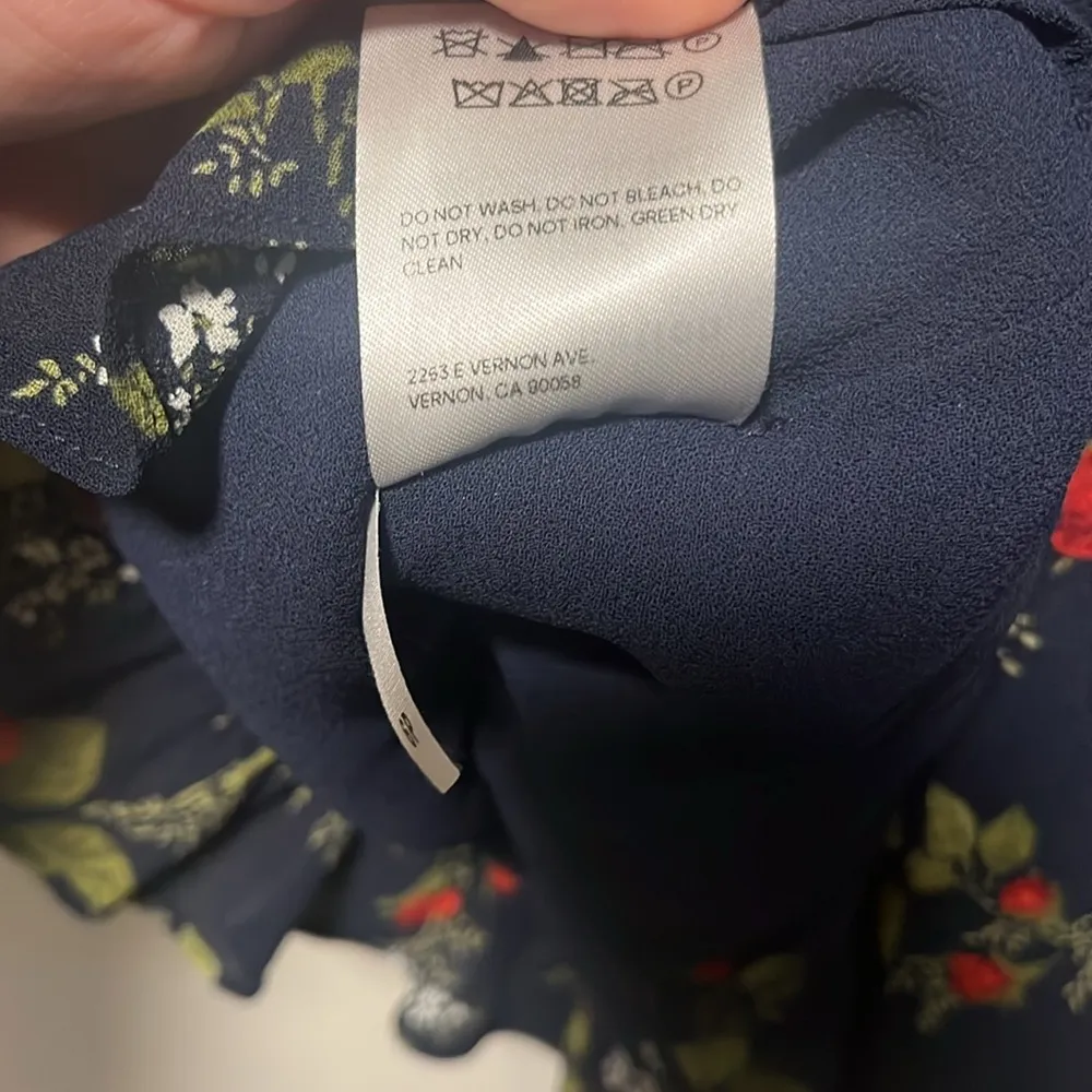 REFORMATION Christine Navy and Red Floral Mini Dress, Size 6P (Petite) - Image 13