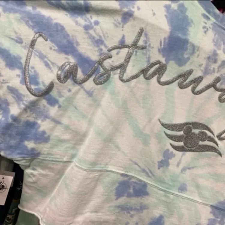 Disney parks cruise line castaway cay cropped blue aqua tie-dye spirit jersey M - Image 3