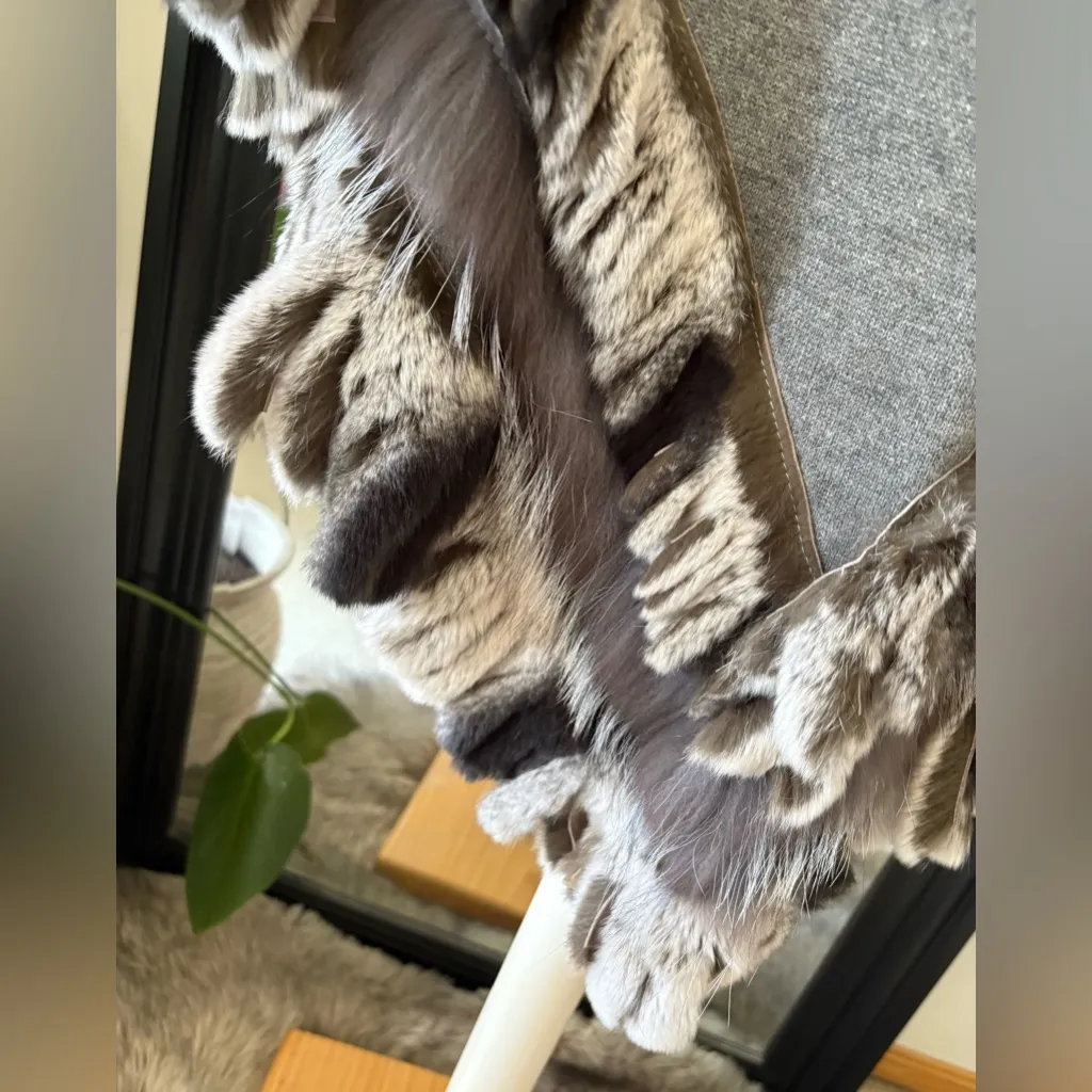 KELLI KOURI Silver Fox & Rabbit Fur Wool Poncho Size undefined - Image 7